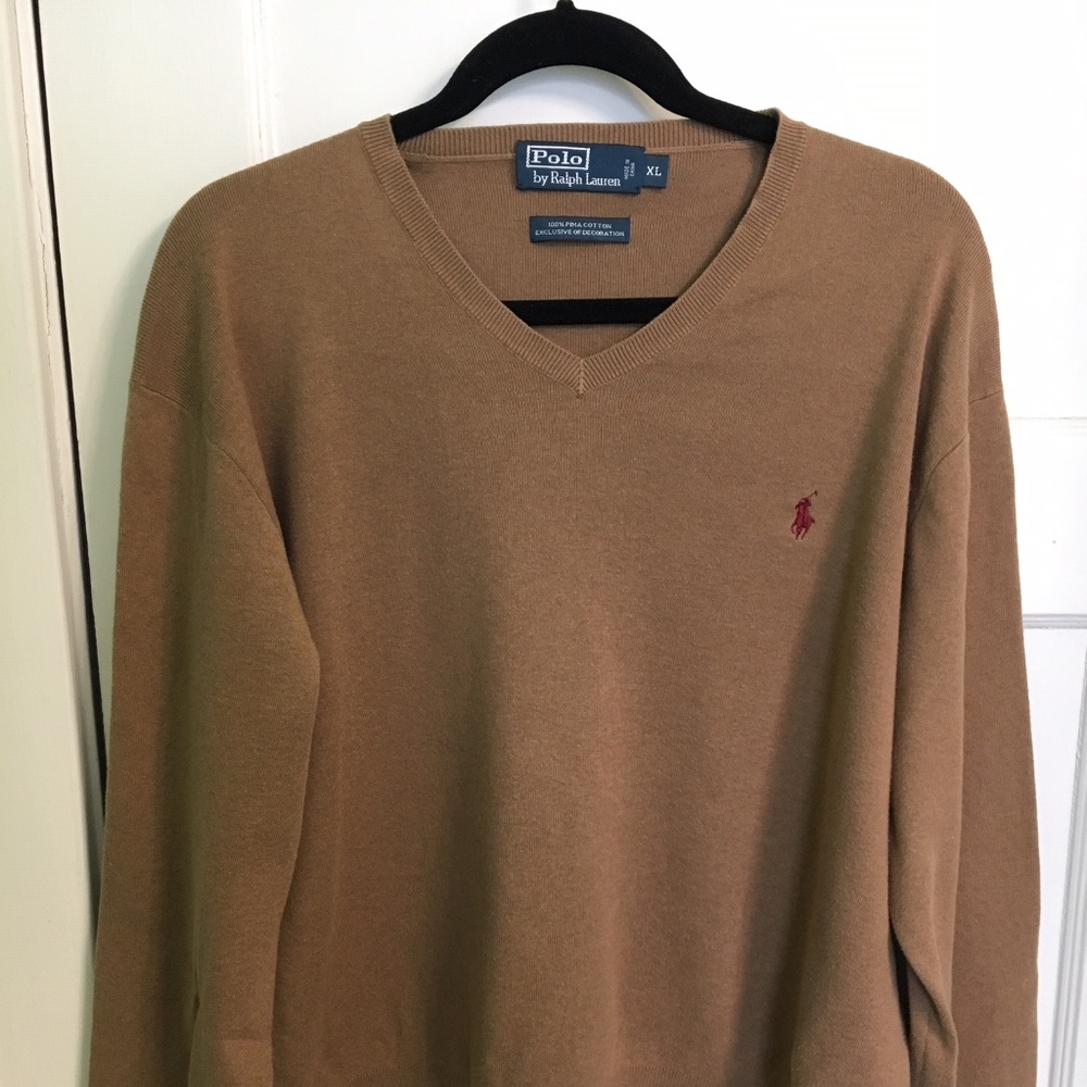 Ralph Lauren XL Tan V-Neck Sweater